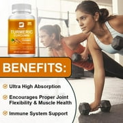 1500mg Turmeric Curcumin with Black Pepper & Ginger - Turmeric Extract with 95% Curcuminoids - Enhanced Absorption, Joint Support Supplement 90 Count
