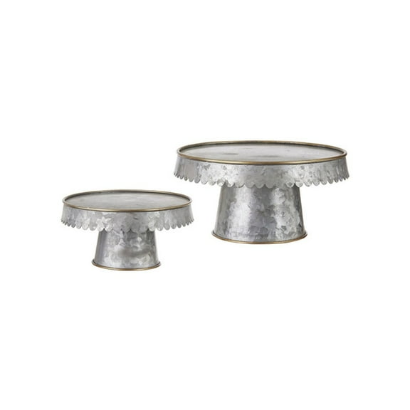 Raz Imports Homestead 10.25-inch Scalloped Edge Pedestal Candleholder, Set of 2