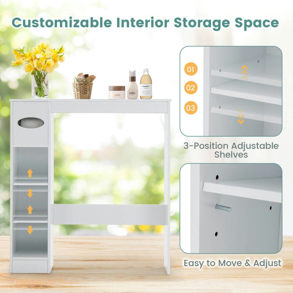 Finihen Toilet Storage Cabinet, Bathroom Cabinet Organizer, Wooden Toilet Storage Cabinet, for Bathroom, White