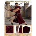 thumbnail image 3 of ZGRBOU Renaissance Costume for Men Medieval Viking Hooded Sleeveless Surcoat Tunic Set for Halloween Cosplay Five Piece Set, 3 of 4