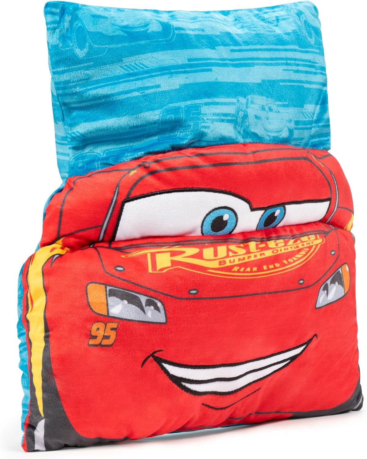 Disney Cars Kids Lightning McQueen Velboa Polyester 3D Snuggle Pillow, Soft, Huggable