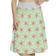 thumbnail image 1 of Women's Floral Blossoming Roses on Damask A-line Printed Skirt Casual Wear, 3XL, Olive Green Pink, by Ambesonne, 1 of 6