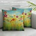 thumbnail image 3 of FUMJ  Flower Throw Pillow Cushion Cover, Abstract Dandelion Inspired Spiral Blooms Petals Geometrical Shapes Nature Art Theme, Decorative Square Accent Pillow Case, Magenta Green, 3 of 5