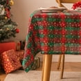 thumbnail image 1 of Nvzi Christmas Plaid Tablecloth Rectangle Table Cover for Farmhouse Christmas Party Decoration-Double green grid small snowflakes-SIZE G:55*94inch, 1 of 5