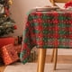 thumbnail image 1 of Xiao Hua Mantel rectangular a cuadros navideños para decoración de fiestas navideñas de estilo rústico. Cuadrícula verde doble con pequeños copos de nieve. Tamaño C: 55 x 55 pulgadas., 1 of 5
