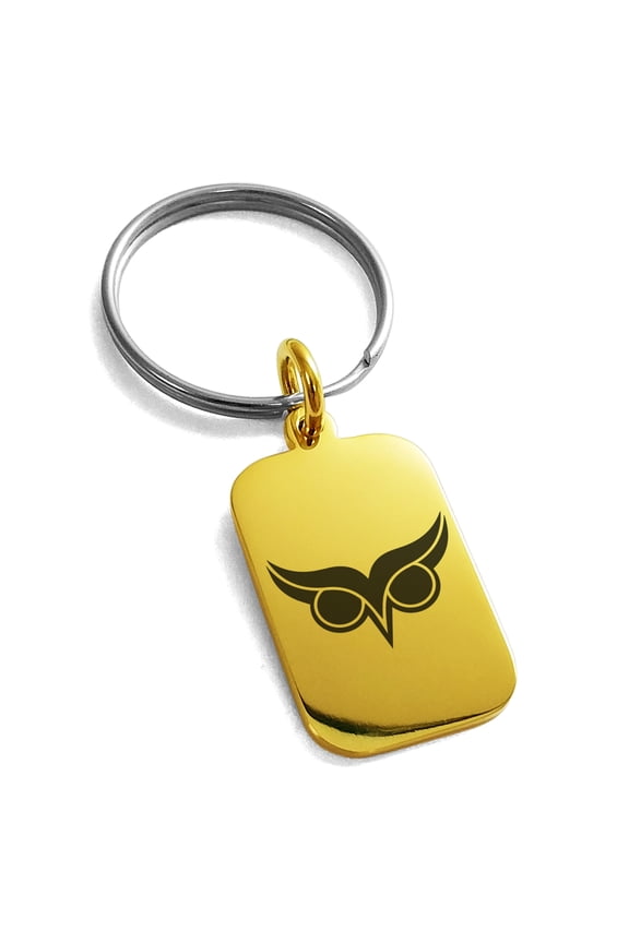 Stainless Steel Athena Greek Goddess of Wisdom Engraved Small Rectangle Dog Tag Charm Keychain Keyring