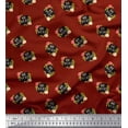 thumbnail image 1 of Soimoi Red Rayon Crepe Fabric Floral & Be You Text Print Fabric by Yard 46 Inch Wide, 1 of 5