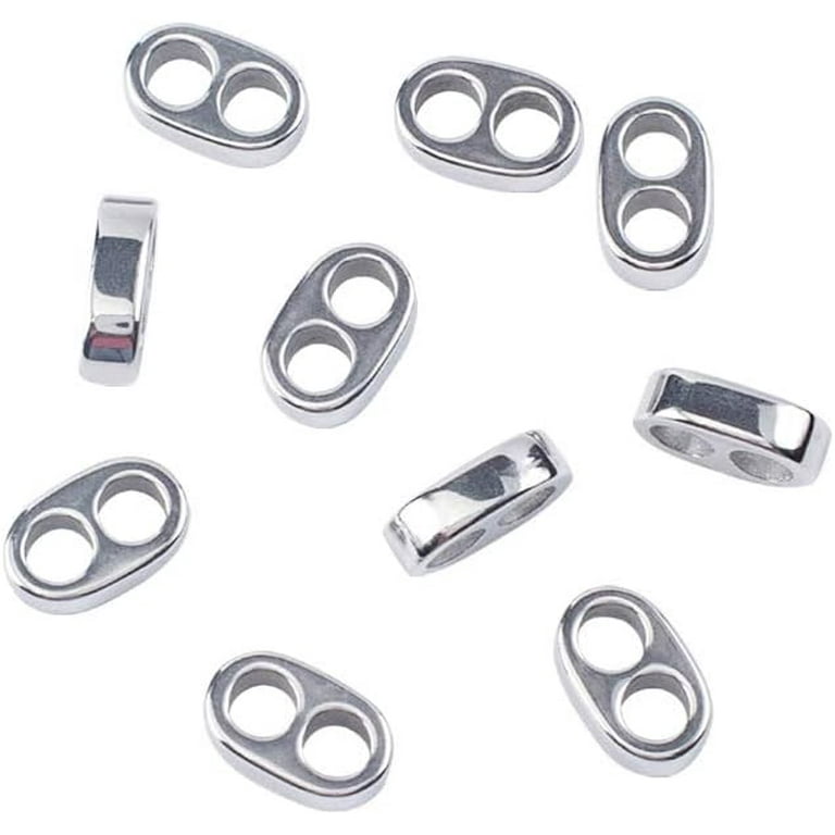 25pcs 3mm Stainless Steel Slider Beads 2 Hole Spacer Bead Link