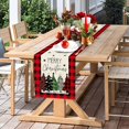 thumbnail image 6 of Winter Christmas Table Runner Watercolor Red and Black Buffalo Plaid Christmas Trees Merry Xmas Runner, Seasonal Winter Holiday Kitchen Dining Table Decoration for Indoor Outdoor Home Party 13 x 108, 6 of 6