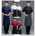 thumbnail image 2 of pitrice Summer Chef Coat Polyester Chef Uniform Buttons with Front Pockets Suit Catering Fashionable Kitchen Supplies for Coffee Bar Blue 3XL, 2 of 7
