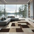 thumbnail image 2 of ODIKA 8'x10' Washable Area Rug Durable, Non-Slip Interlocking Shapes Neutral Blocks Brushstroke Large Beige Abstract Playful for Living Room, Under Sectional, Family, 2 of 7