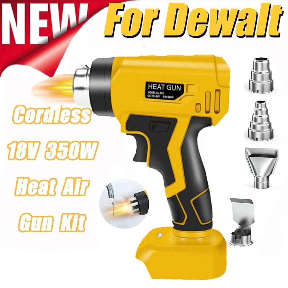 360W Cordless Heat Gun Compatible with DeWalt 20V Max Battery, Adjustable Temperature Hot Air Gun with 4 Nozzles, Portable Heat Gun for Shrink Wrap, PVC, Paint Removal (Tool Only)