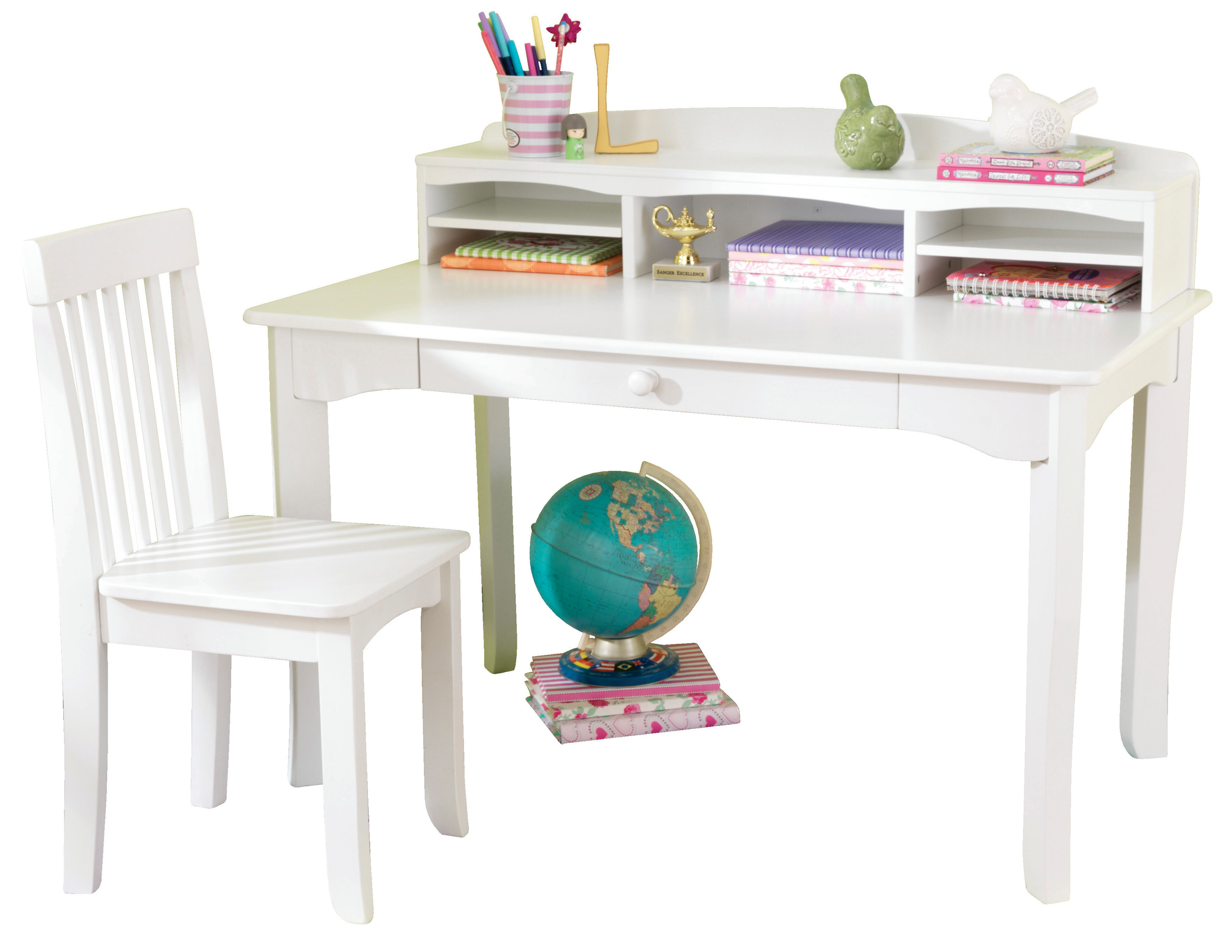 KidKraft KidKraft Avalon Wooden Children's Desk with Hutch, Chair and Storage - White - image 4 of 9
