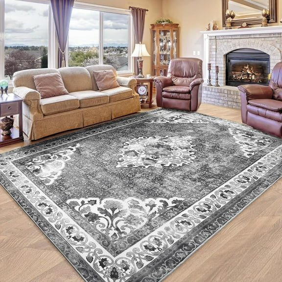 YJ.GWL Area Rugs Vintage Rug for Living Room Bedroom Indoor Mat Carpet Home Decor,4'x6',Grey