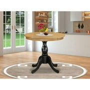 East West Furniture Mid Century Dining Table - Oak Table Top and Black Pedestal Leg Finish