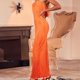 thumbnail image 1 of Vestido Vestido largo de cóctel para mujer, vestido largo estampado con hombros descubiertos, ajustado, ceñido al cuerpo, sin espalda, a la moda, liso, Simple, Vestidos de noche Kuymtek Naranja T L para Mujer, 1 of 6
