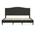 thumbnail image 3 of Kameli Upholstered Platform Bed Frame / Nailhead Trim Camelback / Mattress Foundation / Wood Slat Support / No Box Spring Needed / Easy Assembly, Gray, King, 3 of 7