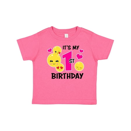 

Inktastic Its My 1st Birthday with Smiling Emoticons Gift Baby Girl T-Shirt