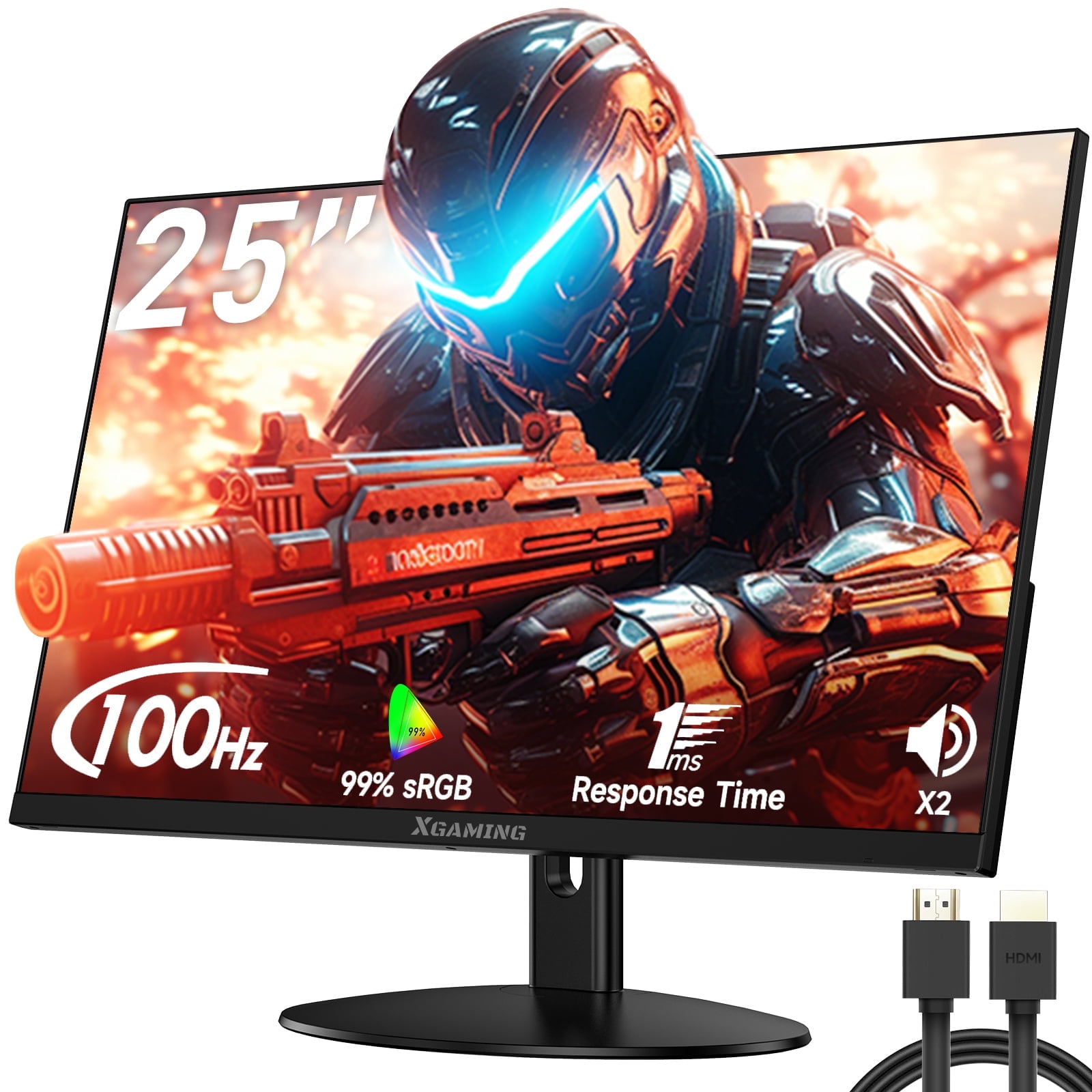 Krocisen 25" FHD 100Hz Monitor for Gaming and Office,Computer Monitor Ultra-Thin Design, 1ms MPRT, Eye-Care, FreeSync, Built-in Speakers, HDMI/VGA Ports