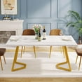 thumbnail image 4 of Tribesigns Modern Dining Table, 55 inches Dinner Table for 4 People, White Faux Marble Small Kitchen Table with Gold Metal Legs, 4 of 6