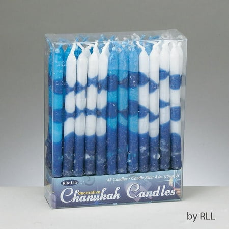 Decorative Blue & White Chanukah Candles