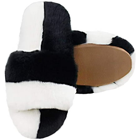 

Magtoe Women s Slippers Open Toe Fluffy Slip on Indoor Outdoor Slippers