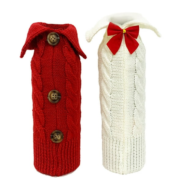 EeaseMX fundas para botellas de vino navideñas, tejidas, para fiestas