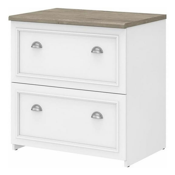 UrbanPro 2 Drawer Lateral File Cabinet in White and Gray - Engineered Wood