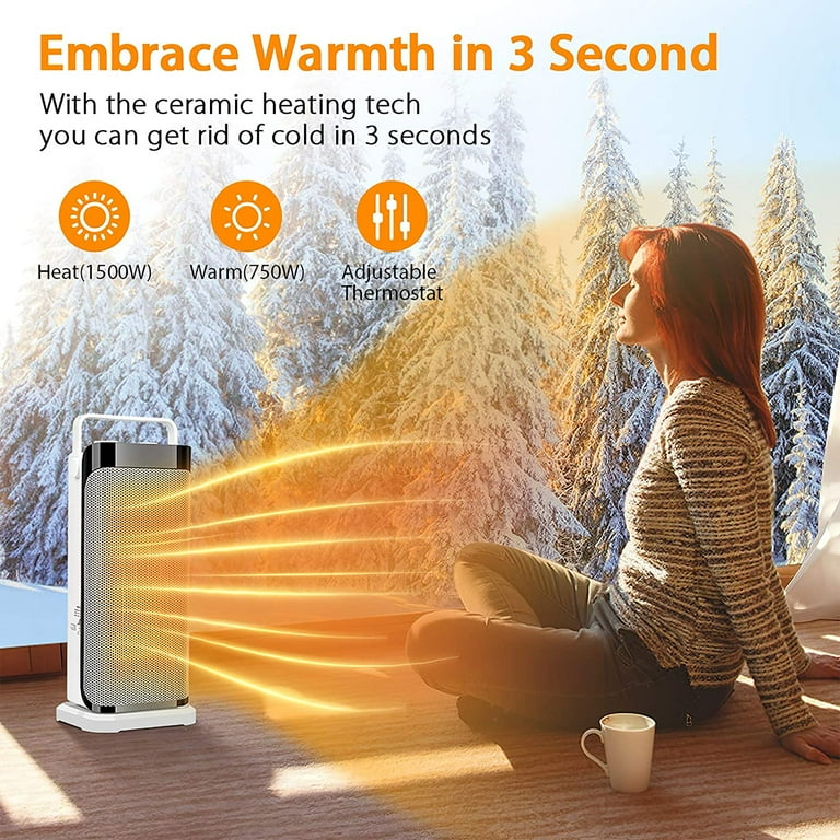 Space Heater for Office - Portable Electric Ceramic Quiet Tower Heater Fan  with Thermostat, Fast Heating, 120°Oscillating Efficient for Personal Home  Bedroom Large Room Bathroom Under Desk Indoor Use - Walmart.com