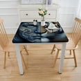 thumbnail image 3 of Vinyl Fitted Tablecloth, Animal Print Polyester Table Cloth, Two Animal Cat African Wild, for /Parties/Home, Blue Black and White, 3 of 7