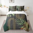 thumbnail image 2 of Homewish Boho Geometric Aesthetic 7 Pieces Bedding Comforter Set,Abstract Stripes Circles Full Bedding Set,Green Brown Fitted Sheet Flat Sheet For Girl,Breathable Home Decor Reversible, 2 of 8