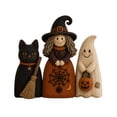thumbnail image 2 of Halloween Home Decor, Vintage Halloween Decorations, Black Cat Halloween Decor, Witchy Halloween Decor, Halloween Shelf Decor, 3-Piece Handmade Felt Stuffed Figure Set with Black, 2 of 5