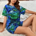 thumbnail image 4 of Sikiie Colorful Stained Glass Crocodile Womens Pajama Sets Short Sleeve Top With Pants Sleepwear 2 Piece Lounge Set-Medium, 4 of 6