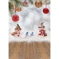 thumbnail image 2 of ABPHOTO Polyester 5x7ft Christmas Backdrop Cute Snowman Heavy Snow Golden Red Balls Rustic Wood Plank Winter Xmas Photography Background Kids Adults Happy New Year Photo Studio Props, 2 of 3