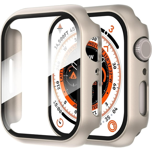 Yanonmyfd 2 Piezas Funda para Apple Watch Series 6/5/4/SE 3/SE 2/SE 40mm Protector Pantalla Vidrio Templado Incorporado,HD Protección Completa PC Dura Estuche Protective Case,Transparente,40mm