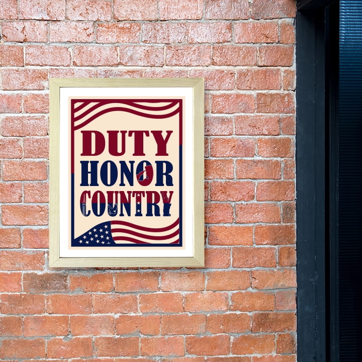 Designs ByLITA Duty, Honor, Country, 11 x 14 Wooden Wall Print (Framed) | USA Patriotic Decoration