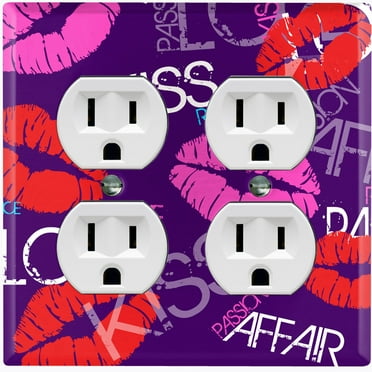 Metal Light Switch Plate Cover Lipstick Kisses Love Romance Dark Purple LOV009