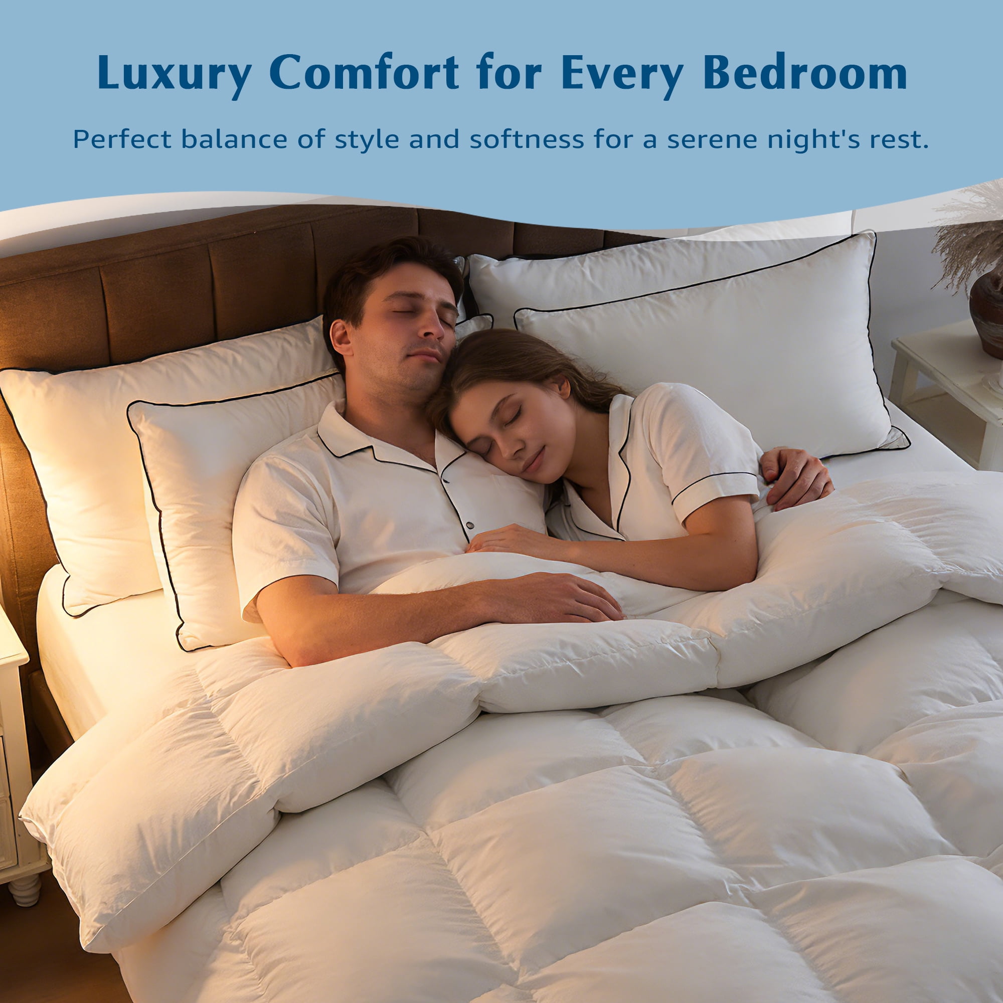 Dafinner All Season Goose Feather Down Comforter, 100% Organic Cotton Oversized King Size Duvet Insert with 4 Corner Tabs (120x98 inches, White)
