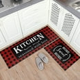 thumbnail image 5 of Red Buffalo Plaid Kitchen Mat Set of 2 Non Slip Thick Kitchen Rugs and Mats for Floor Comfort Standing Mats for Kitchen, Sink, Office, Laundry, 17"x47"+17"x28", 5 of 6