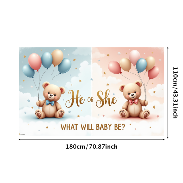 Bannière Décorative pour Baby Shower, Ballons Colorés, Révélation de Genre, Bannière Ours en Peluche pour Décoration Intérieure de Fête de Baby Shower
