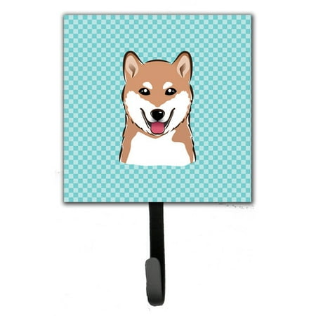Caroline's Treasures Checkerboard Shiba Inu Leash Holder and Wall Hook