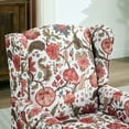 thumbnail image 5 of S-HOME Comfy Upholstered Floral Accent Chair in Yellow with Retro Wood Legs for Living Room, Bedroom & Office Use, 
Bean paste red, 5 of 15