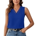 thumbnail image 2 of ClodeEU Women's Slub Cotton Double Layer Spaghetti Strap Tank Top ,V Neck Casual Sleeveless Blouse Blue,Womens Plus L, 2 of 7