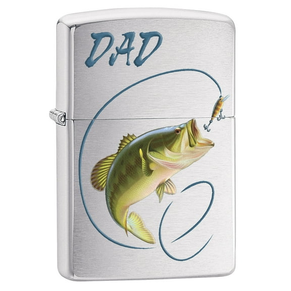 Zippo Lighter: Dad, Bass Fishing - Brushed Chrome 78657