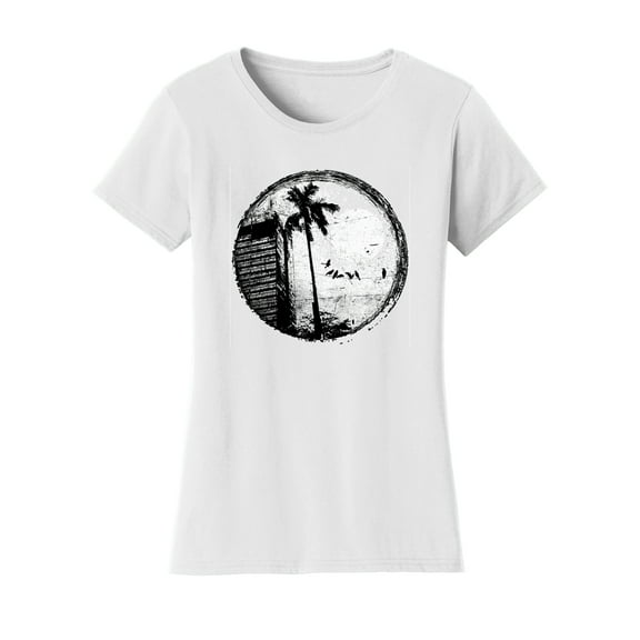 Gravity Trading Womens Sunset Palm Tree Solar Magic Changing Short-Sleeve T-Shirt - White - Small