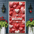 thumbnail image 5 of Red Theme Valentine Banner Heart-shaped Love Display Polka Dot Pattern Striped Design Heart Backdrop for Valentine's Day Romantic Party Wedding Reception, 5 of 9