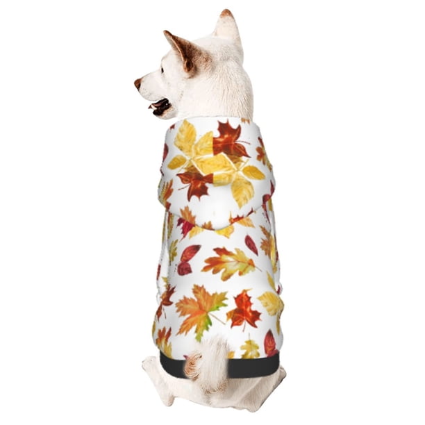 Fotbe Autumn Leaves 1 Sudadera con Estampado para Perros Pequeños – Suéter con Capucha para Mascotas, Tela Suave de Forro Polar con Bolsillo-Large