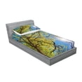 thumbnail image 2 of Ambesonne Scenery Fitted Sheet & Pillow Sham Set, Pastoral Tree Branch, Twinxl, Green Blue, 2 of 2