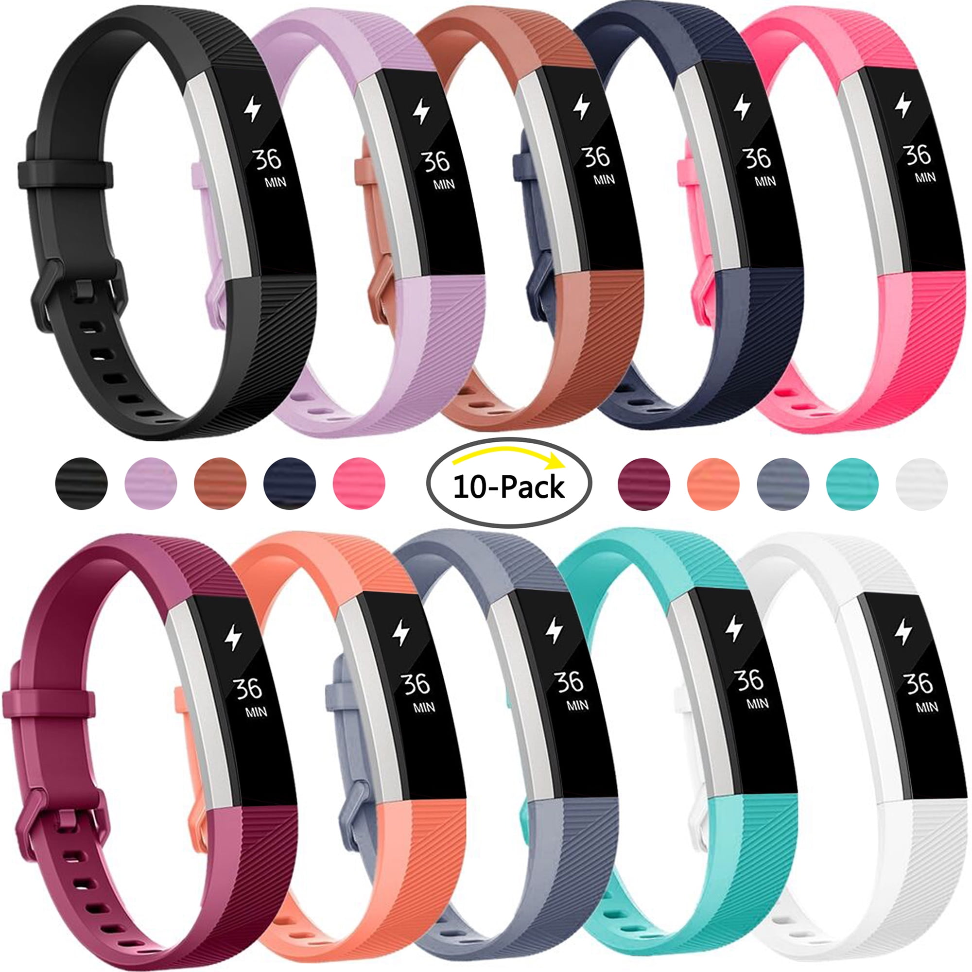 Luxmo Luxmo For Fitbit Alta Bands Fitbit Alta Hr Bands 10 Pack Replacement Band Strap For Fitbit Alta Alta Hr Large Walmart Com Walmart Com