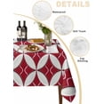 thumbnail image 5 of Red Geometric Suqare Tablecloth - 54 x 54 Inch, Vintage Rhombus Circle Texture Waterproof & StainResistant Tablecloth, Washable Oil-proof Table Cover for Dining/Party/Wedding/Camping/Buffet, 5 of 9